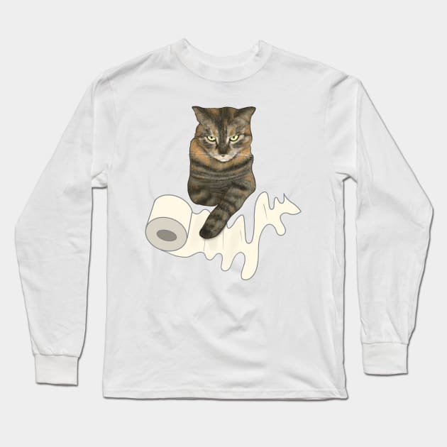 Sassy The Cat, Master of Toilet Paper Long Sleeve T-Shirt by andreeadumez